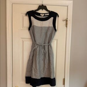 Malvin Navy and White Striped Midi Sundress